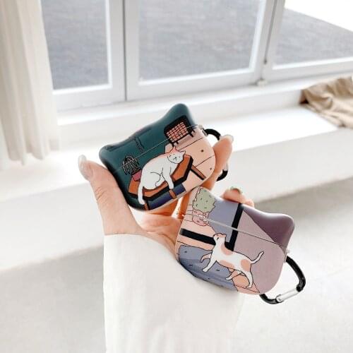 Ins Cute Illustration Kitten Charging Box for Apple AirPods Pro Protective Case for AirPods pro 3 Headset Shell Headphones Cover