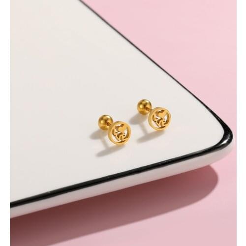 1PC Daith Piercing Gold Color Ear Studs Letters Earring Conch Tragus Stud Helix Cartilage Woman Cute Earrings Body Jewelry