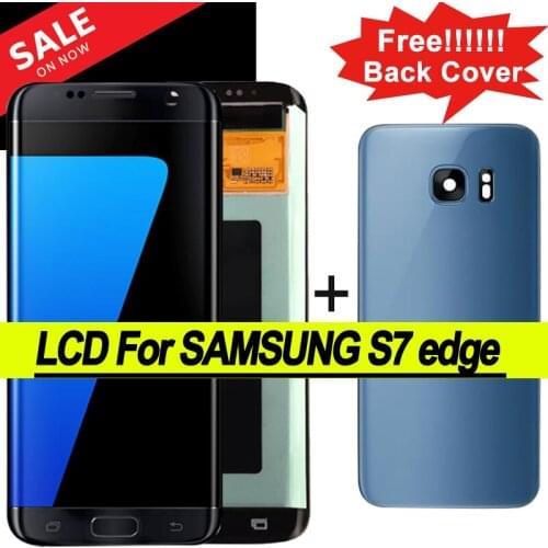 100% Original 5.5'' AMOLED Display for Samsung Galaxy S7 edge G935 G935F LCD Touch Screen Digitizer Repair Parts + Back Glass