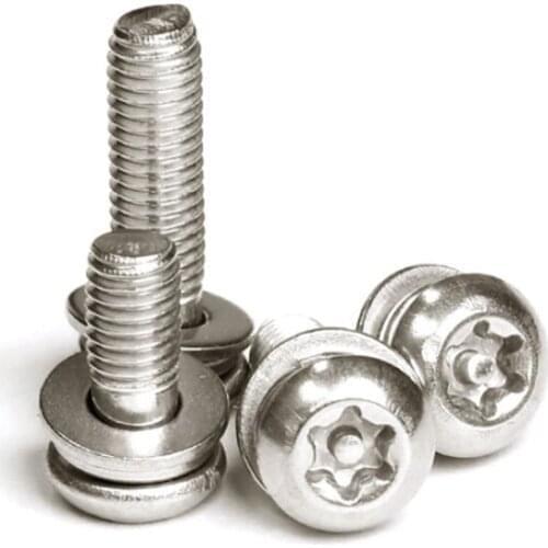 118pcs M3 screw bolt Torx three combination round head screws T&TX pan bolts plum socket with point nail anti-theft SUS304