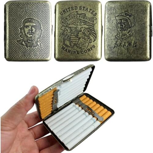 16 Sticks Che Guevara Souvenir USA Marine Corps Metal Stainless Steel Portable Cigarette Box Smoke Case Smoking Gift For Man