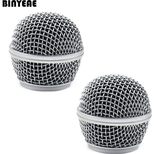 2 PCS Wireless Microphone Metal Head Cover Compatible with Dynamic Mike SM58 Series SM58s SM58LC Slx2, White Siliver