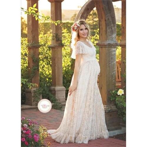 2021 Plus Size Maternity Dresses For Photo Shoot Fashion Lace Maxi Maternity Gown Dress Women Pregnancy Clothes Photography Prop