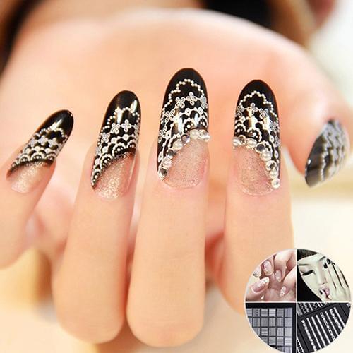 30 Sheets 3D Lace Nail Art Stickers White DIY Tips Decal Manicure Tools These nail art decal stickers make your finger more