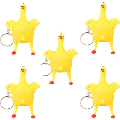 5Pcs Squeezed Stress Toys Novelty Toy Chicken And Eggs Keychain Jewelry To Reduce Stress for Children Adults Antistress Hand