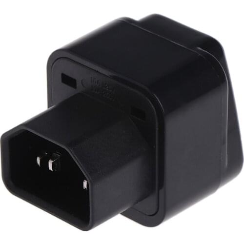 IEC 320 C14 To Universal Female Power Adapter AC Power Plug Connector Black