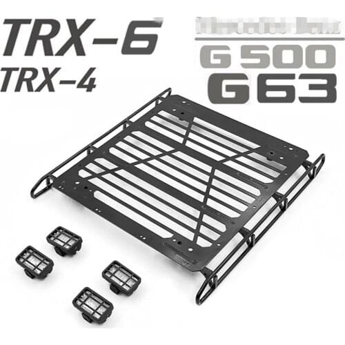 Roof Rack Luggage Carrier with LED Light for 1/10 TRAXXAS TRX6 G63 /TRX4 G500 RC Crawler Car Parts Accessories
