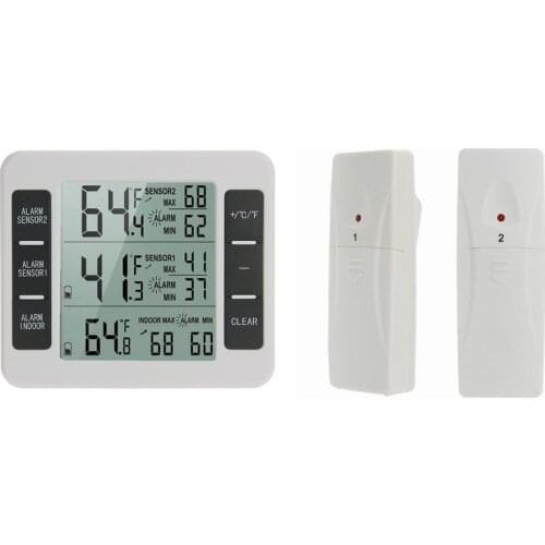 2 Sensors Digital Sound Alarm Wireless Digital Indoor Outdoor Thermometer Hygrometer Weather Station for Home