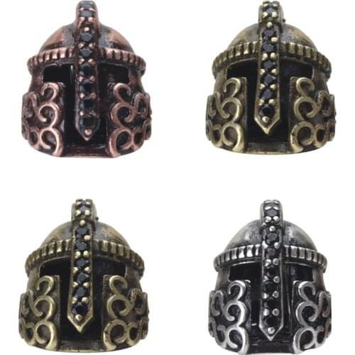 1pc 10*15mm Copper Bronze Roman Warrior Gladiator Helmet Beads Metal Charms For DIY Jewelry Making Knight Helmet Beads