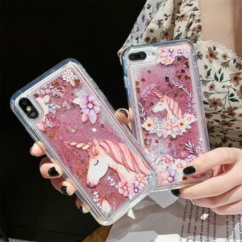 Cute Cartoon Bling Case for Xiaomi Redmi K30 K20 Pro Y3 Y2 S2 4G 5G Glitter Quicksand Unicorn Flamingo Phone Cover