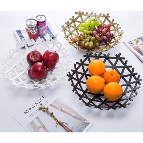 Home Tableware Storage Basket for Fruit Food Display Metal Storage Holder for Food Kitchen Cookies Candy Plates Christmas Gifts