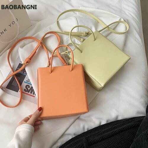 Elegant Candy Color Tote Bag New High Quality PU Leather Womens Designer Handbag Vintage Shoulder Messenger Bag