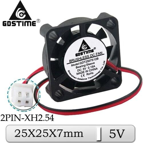 Gdstime 10 Pcs 25mm Micro Axial Radiator 25x25x7mm 2507 5V DC Brushless Cooling Fan 25mmx7mm Cooler Fan