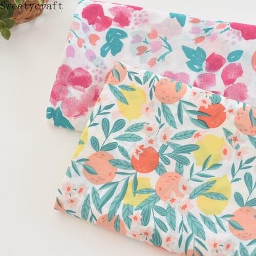 Fruit Leaves Printed Cotton Fabric By Half Meter For Sewing Kids Dress Baby Pajamas Skirt Quilting Patchwork Accessories 14x50cm