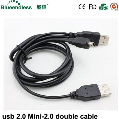 1m USB 2.0 jack cable up to 480Mbp/s double BS-2A-Mini-2.0 mini usb cable usb extension for mobile phone/hdd enclosure