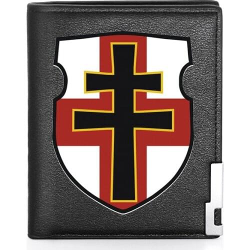Cool Knight Cross Shield Printing Mens Wallet Leather Purse For Men Credit Card Holder Short Male Slim Coin Money Bags