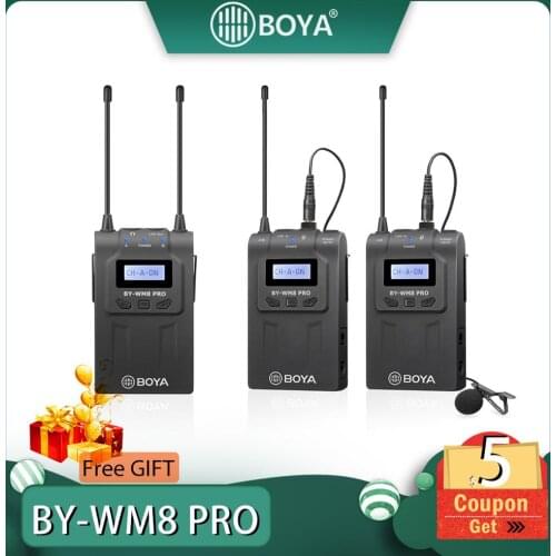 BOYA BY-WM8 Pro K1/K2 Mic Condenser Wireless Mic Microphone System Audio Video Recorder Receiver for Canon Nikon Sony Camera