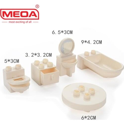 Doplo Big Size Building Block Shower Room Set/Wardrobe/kettle Set Wathroom Theme Bricks For Children Toys With Duplo