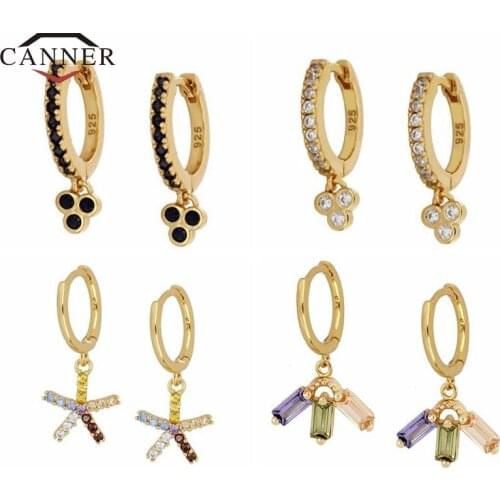 CANNER Round Circle Drop Earrings for Women Men Colorful Zircon Pendant Huggie Piercing Earring Fashion Jewelry Pendientes Gifts