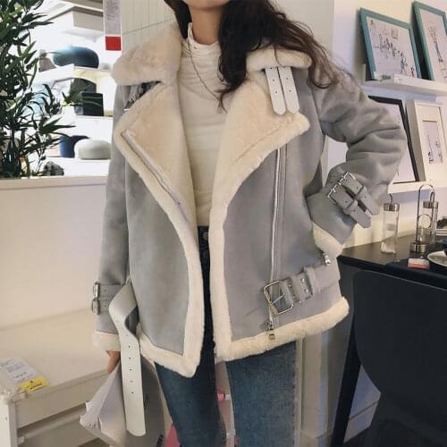 Women Winter Fashion Faux Fur Loose Cotton Warm Thick Coat Female Suede Short Faux Leather Jacket Casual Warm Outwears