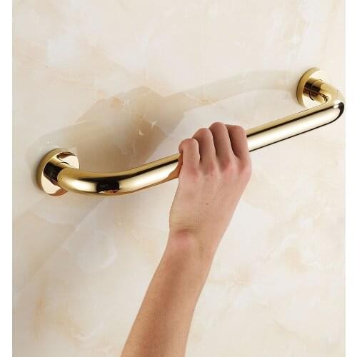Leyden Gold Finish Brass Bathroom Accessory Straight Grab Bar Assist Safety 30/35/40/45/50CM Anti-slip Grip Handrail Bathtub
