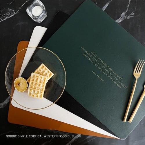 Soffe Soft Leather Dinner Table Mat 30*43cm Golden Word Design Luxury Style Waterproof Heat-Insulation Kitchen Dinning Mats