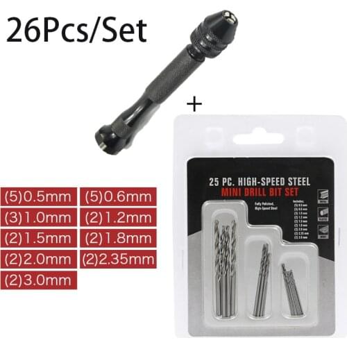 Hand Drill Set Precision Pin Vise With + 25 Pcs Mini Twist Drill Bits For Model,Diy,Jewelry Making,Multipurpose Rotary Tool Dril