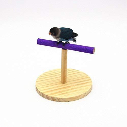 Bird Tabletop T Perch Wood Quartz Sand Parrot Playground Exercise Playgym for Small Budgies Parakeet Cockatiel Conure Lovebirds