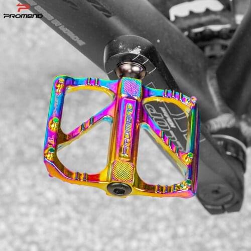 Promend new MTB Bike Flat pedal 3 bearing Pelin Ultralight aluminum alloy plating colorful non-slip Mountain Road bicycle pedals