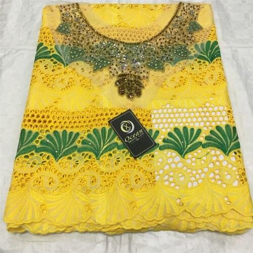 New Arrival 100% Cotton/ Neckline African Lace Fabric For Party Swiss Voile Lace In Switzerland Beautiful Nigerian Lace Fabrics