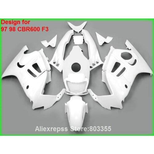 All Pure white Fairings for HONDA CBR600 F3 1998 1997 97 98 ( Glossy ) cbr 600 fairing kit xl69