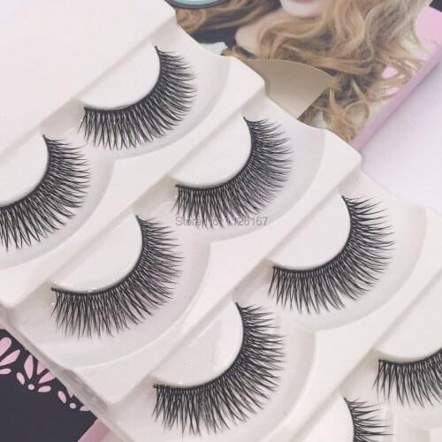 Wholesale 5 Pairs Makeup Handmade Natural Fashion False Eyelashes Soft Long Eye Lash Cosmetic Free shipping