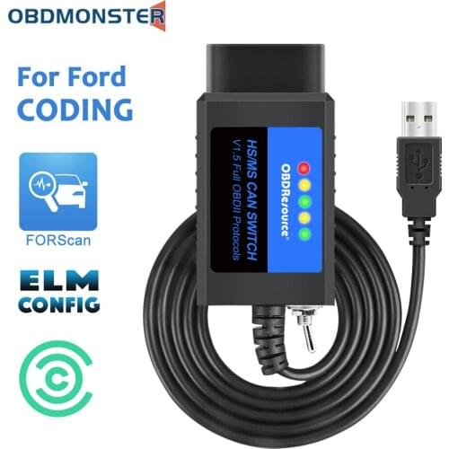 PIC1825K80 ELM327 USB V1.5 For Ford CH340 chip with switch HS/MS OBD 2 CAN For Forscan car diagnostic Tool & elm 327 usb Version