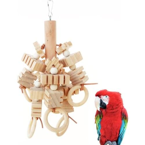 Natural Wooden Bird Parrot Chew Toys Creative Parrot Tearing Bite Toy Parakeet Macaw Cage Hanging Toy Birds Supplies Accessories