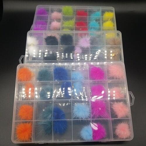24pcs /Box Nail Pom Fluffy Plush Ball,Nails 3D Soft Pom Magnetic Fur Detachable DIY,for Women Girls Nails Art