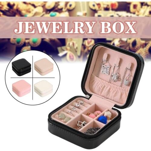 PU Jewelry Box Portable Storage Organizer Earring Necklace Bracelt Storage Case Travelling Jewelry Box Case Ring Earring