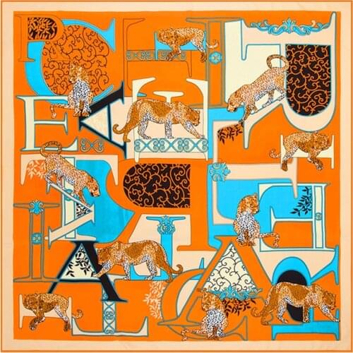 Luxury Brand Hot 2018 Silk Scarf Sexy Jaguar Letter Pattern Ma'am Luxurious Real Silk Twill Kerchief ilk Scarf Luxurious Shawl