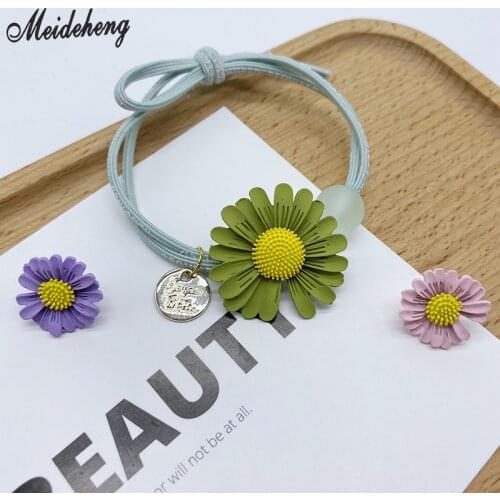 Fashion Alloy Daisy Windmill five Petaled flower Beads for DIY Jewelry Making Headwear Kids Hair Rope Accessories