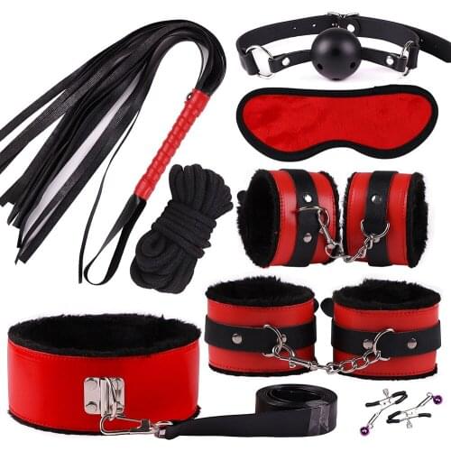 17pcs Silicone Fetish BDSM Sex Bondage Restraint Kit Games Erotic Accessories for Couples Collar Mouth Gag Handcuffs Sex Toys