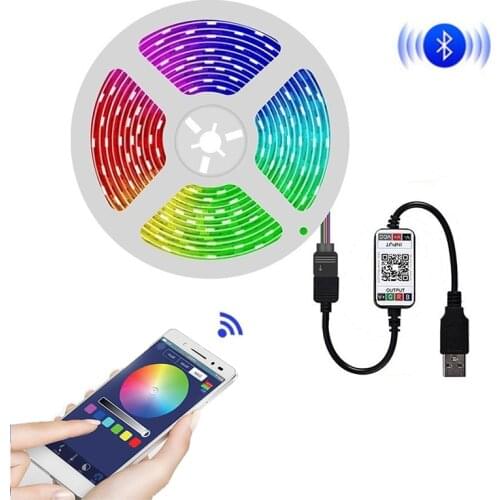 Bluetooth LED Strip Light Set 5050 RGB 1M-5M DC5V USB Power 30LED/M Music Remote APP Control For TV Background Lamp Ribbon Tape