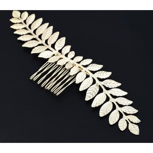 Baroque Tiara Olive Leaf Hair Pin Gold Greek Roman Goddess Hair Combs Bridal Wedding Hairpins Headdress Hair Accessories Jewelry