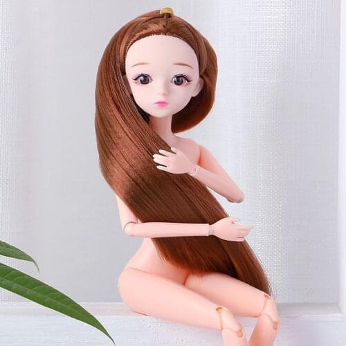 1/6 BJD Dolls 12 Ball Joint Doll 29cm Doll Long Wig Hair Female Naked Nude Body Dolls Toy for Girls Fashion Doll