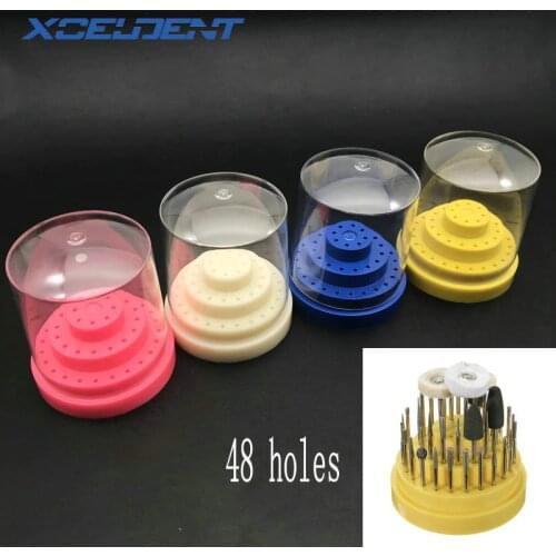1pc Nail grinding head box Dental 48 Holes (Round) Plastic Bur Holder Burs Block Case Box