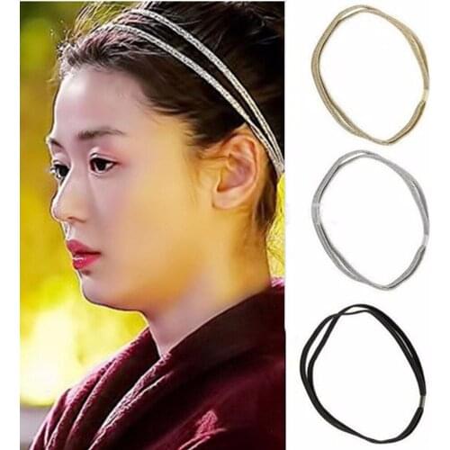 1Pc Fashion Glitter Elastic Double Headband Bling Headband Girls Hair Hoop Women Hair Accessories Wholesale
