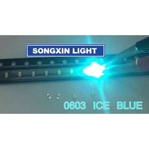 100pcs 0603 Ice Blue 1608 Ice Blue Clear Ultra Bright Blue SMD LED Indication