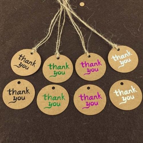 4 cm diameter Brown thank you kraft paper tag for clothing round Blank gift tags 200pcs +200pcs strings