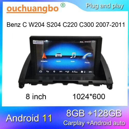 Ouchuangbo android 10 audio radio recorder for 8 inch Benz C W204 S204 C220 C300 2007-2011 gps 8GB+64GB