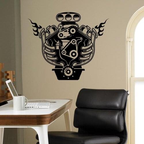 Engine Motor Wall Decal Auto Machine Wall Sticker Garage Decor Custom Interior Room Decoration Removable Vinyl Stickers C180