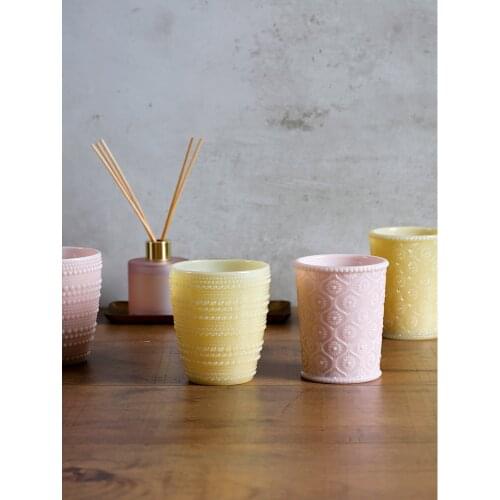 Wine glass retro multi-color thicken beer glasses large capacity 275ml European style drinking glasses emboss yellow pink cups