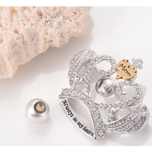 Always in my heart Crystal Crown Brooches Memorial Jewelry Pearl Urn Brooches Cremation Urns Jewelry For Women Dropshipping